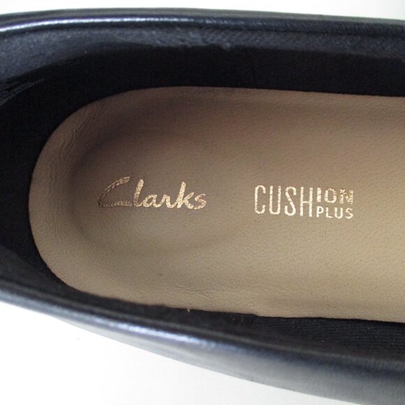 Clarks Cushion Plus Womens Black Faux Leather Pump w/2" Block Heel - Size 10M - Picture 7 of 9